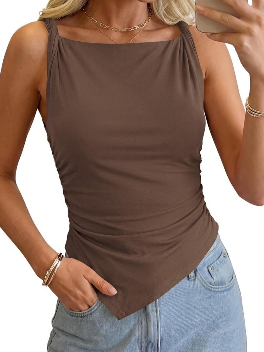 Chic Women's Sleeveless Asymmetrical Top - Perfect for Going Out & Casual Wear